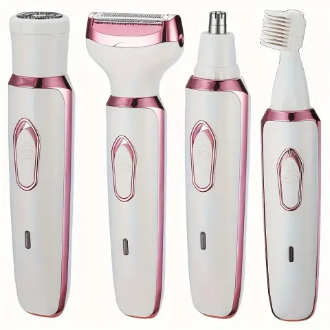 4-in-1 Rechargeable Electric Razor for Women - Face, Nose, Legs, Underarm, Bikini Trimmer