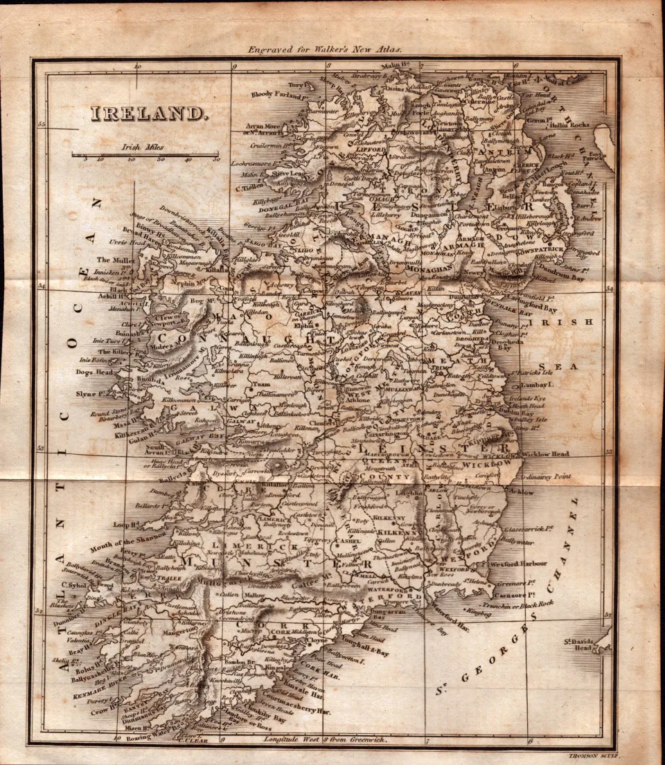 Ireland  Rare George IV  Antique J Walker 1822 Map.