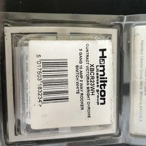 Hamilton Victorian Bright Chrome 3 Gang 10AX 2 Way Switch with White Rockers