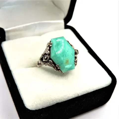 Vintage Artisan Sterling Silver Amazonite Ring