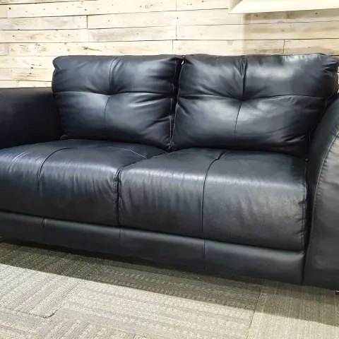Italian Black Pu Leather Sofa With Black Metal Legs RRP £1299