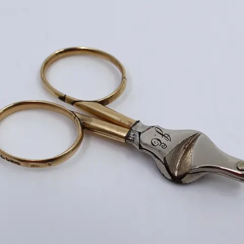 Early 20th c. Maple & Co Gold & Steel Cigar Scissors