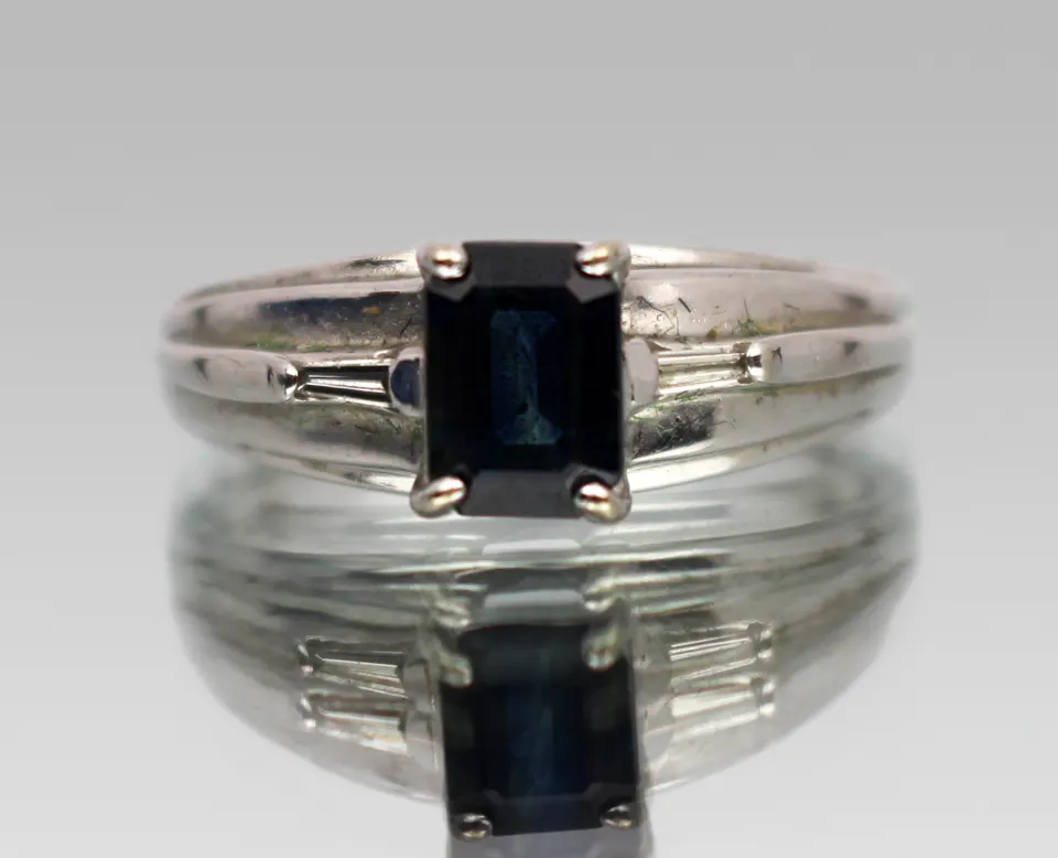 Emerald Cut Tourmaline 14ct White Gold Ring