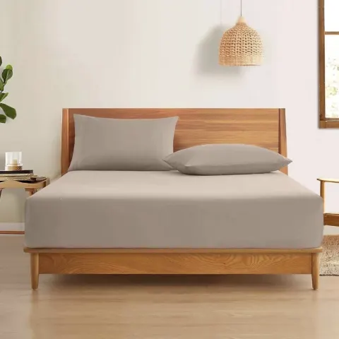 Premium Quality Double Fitted Sheet – 100% Microfibre – Beige