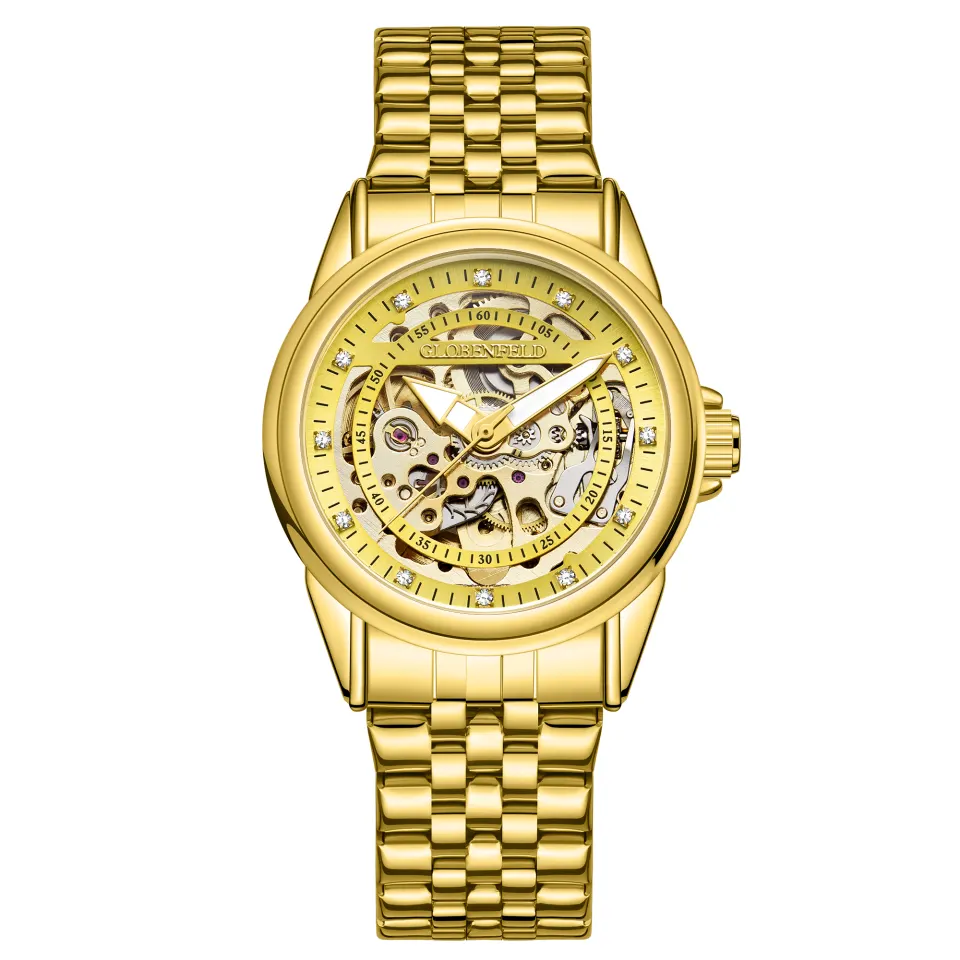 Hand Assembled Globenfeld Framework Automatic Gold Watch - Free Delivery & 5 Year Warranty