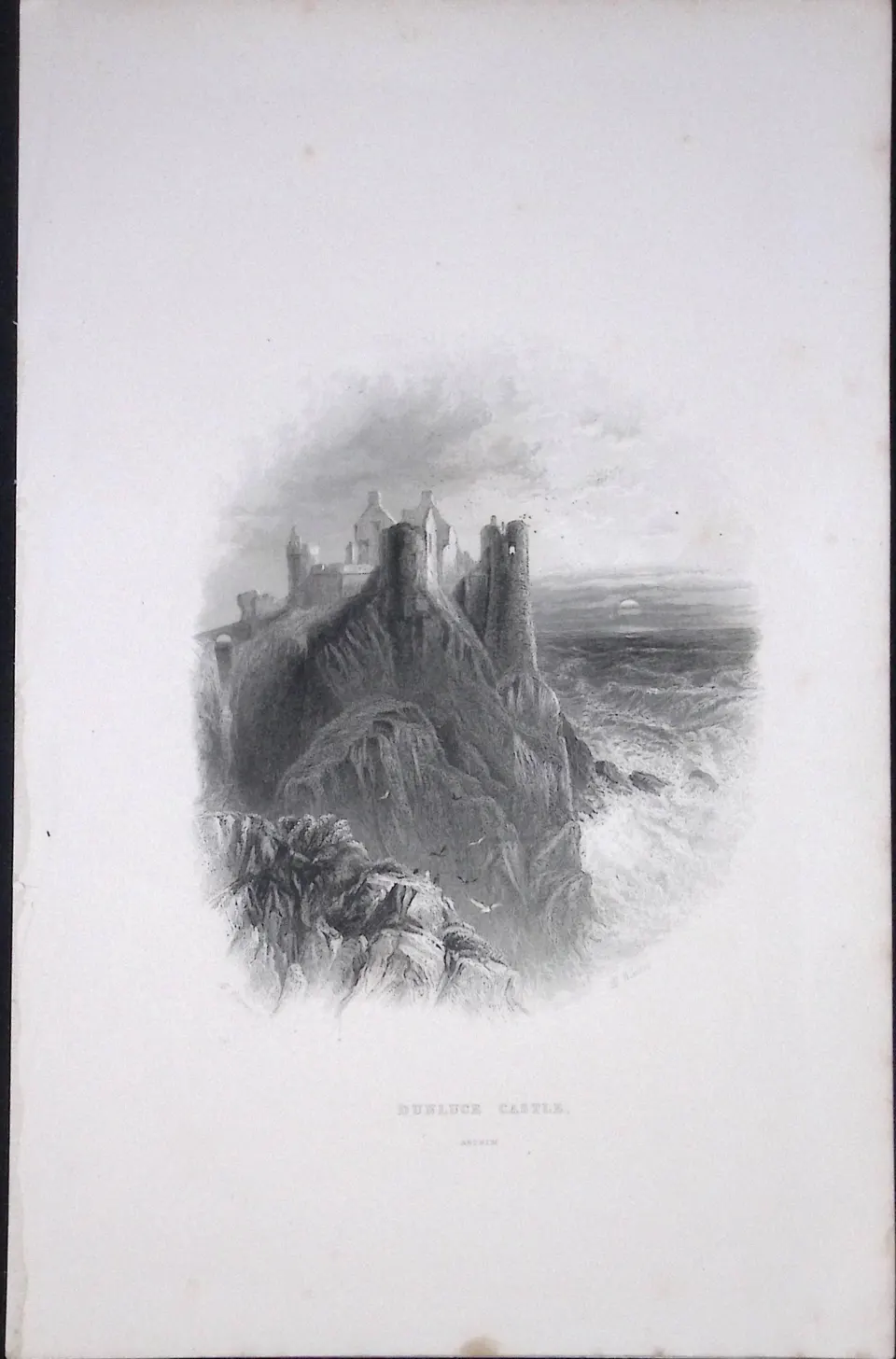 Ireland Dunluce Castle Antrim Ulster Antique 183 Years-Old Steel-Engraving-40.