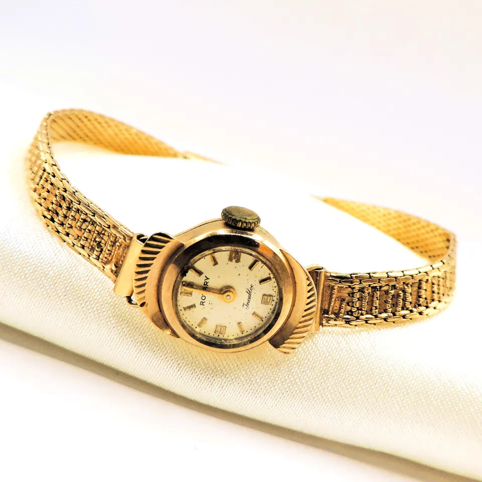 Vintage Rotary 9k Yellow Gold Bracelet Watch 14 grams Hallmark Date 1941