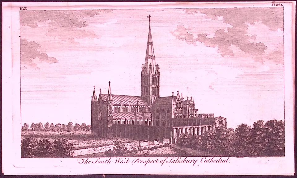 Salisbury Castle Rare 1776 Georgian Copper Plate Antique Engraving -88