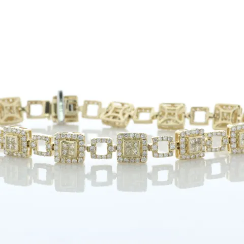 14ct Yellow Gold Full Eternity Diamond Bracelet 4.05 Carats