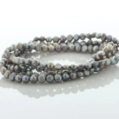 36 Inch Baroque Shaped Grey 5.0 - 6.0mm Pearl Necklace