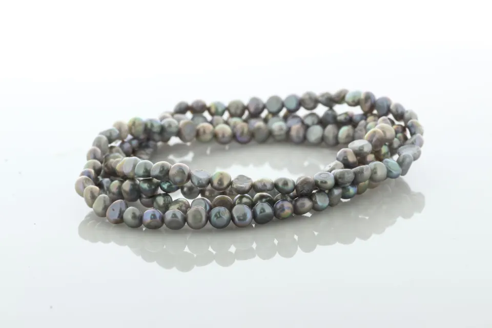 36 Inch Baroque Shaped Grey 5.0 - 6.0mm Pearl Necklace