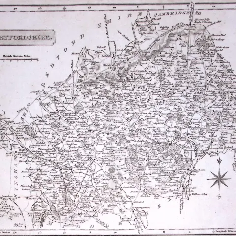 County Hertfordshire 176 Years-Old  Antique Detailed Map-5-TR.