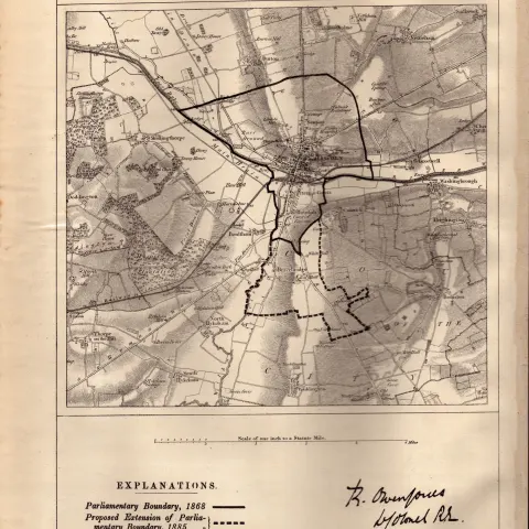 Antique 139 Years-Old Scarce Map City of Lincoln Boundary Changes 1885.