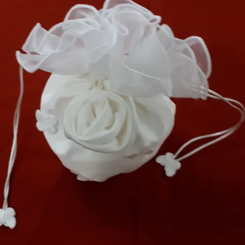 Satin butterfly bag in ivory.