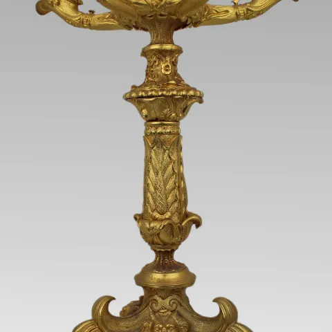 Mid-19th Century French Gilt Bronze Five-Light Candelabrum with Classical Motifs
