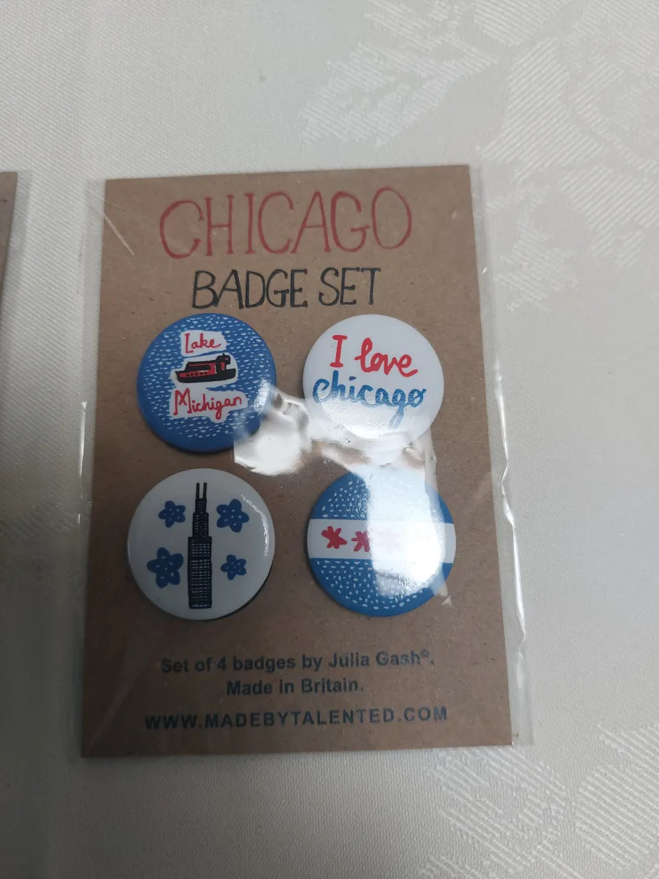 Chicago Badge Set x 3.  By Julia Gash