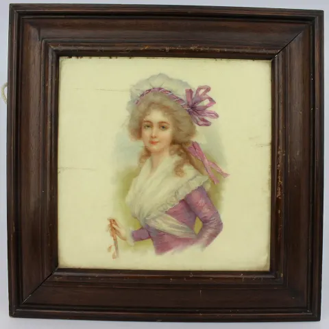 Victorian Framed Lady in Bonnet Tile