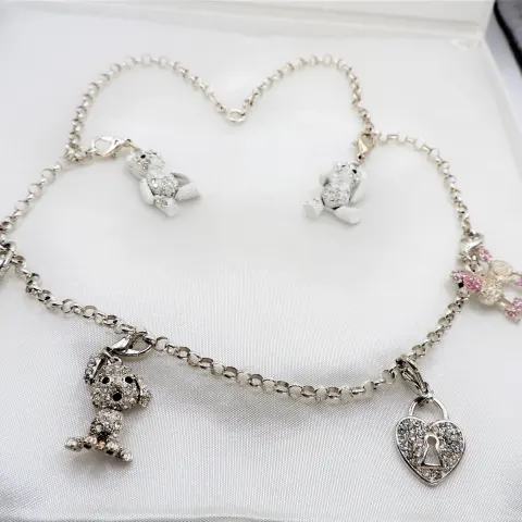 Sterling Silver Charm Necklace 29 grams