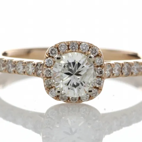 18ct Rose Gold Single Stone With Halo Setting Ring (0.50) 0.74