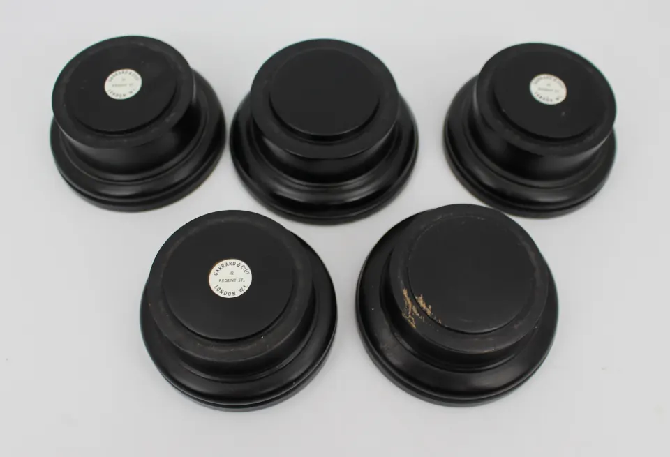 Set of 5 Early 20th c. Garrard & Co Ebony Plinths