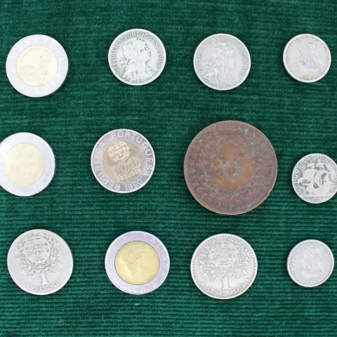 Collection of 12 Antique & Vintage Portuguese Coins Escudos Reis