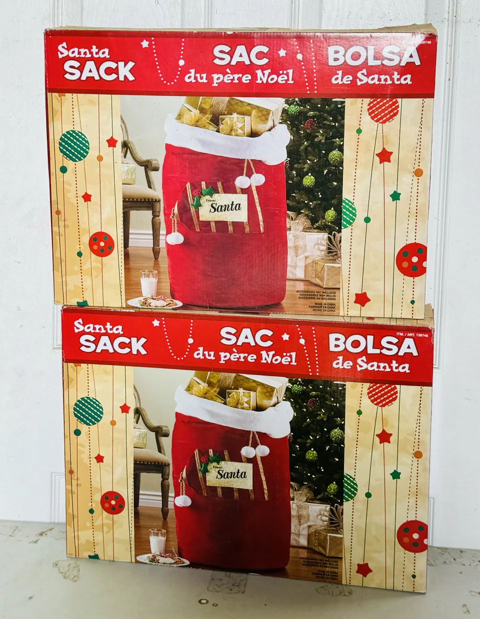 2 x Santa Sack Oversized Luxury Faux Fur Christmas Stocking New Sealed Boxs