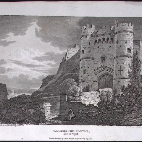 Carisbrook Castle Isle of Wight Antique 220 Years-Old Georgian Steel-Engraving-224