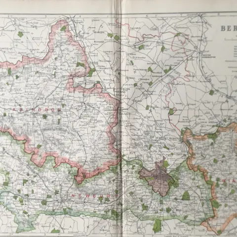 Bacons Rare Vintage c1926 Map Berkshire Newbury Reading Windsor.