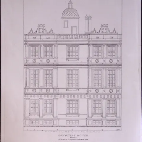 Longleat House Plan Wiltshire 190 Years-Old John Britton Antique Steel Engraving-215