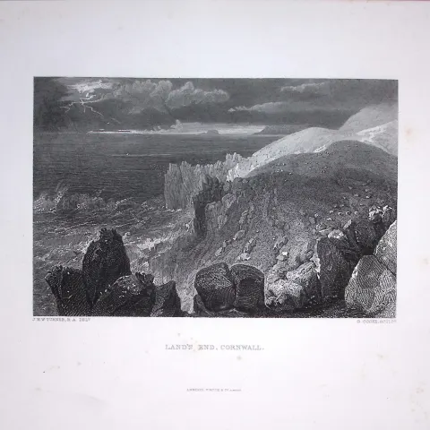 J.M.W Turner Land’s End Cornwall Antique Steel Engraving-117-TR
