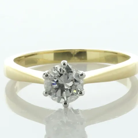 18ct Yellow Gold Single Stone Six Claw Set Diamond Ring 0.79 Carats