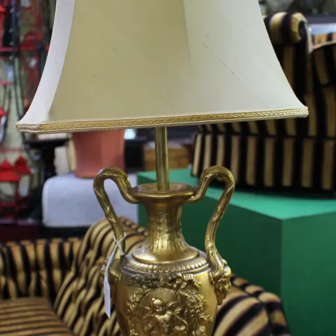 Antique Style Gilt Table Lamp with Shade