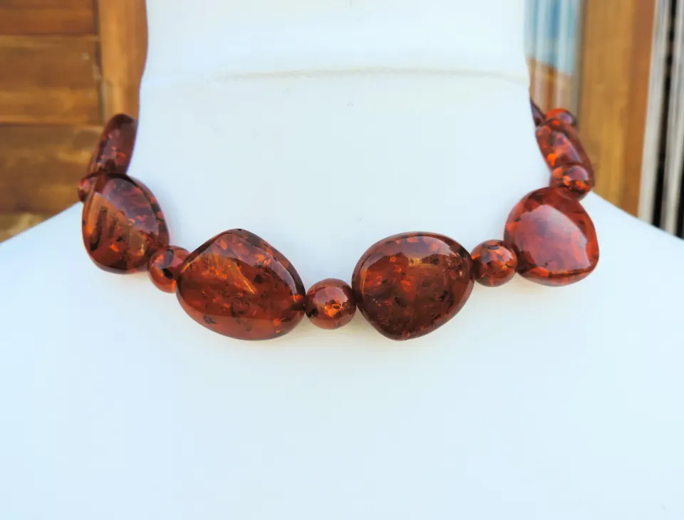 Vintage 18inch Chunky Amber Necklace With Gift Box