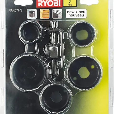 Ryobi RAK07HS Hole Saw Kit, 7 Piece, Black