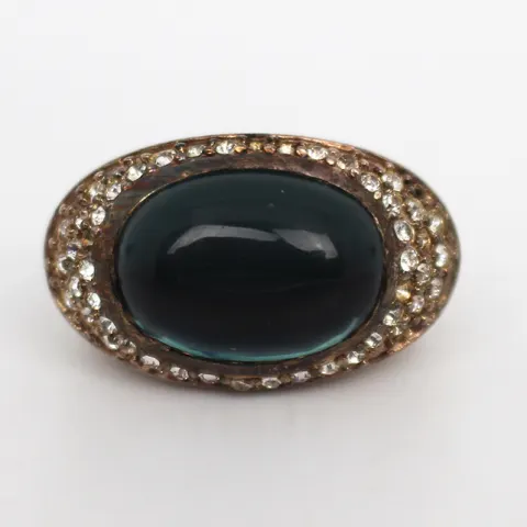 Large Green Stone Dress Ring by Monst 925