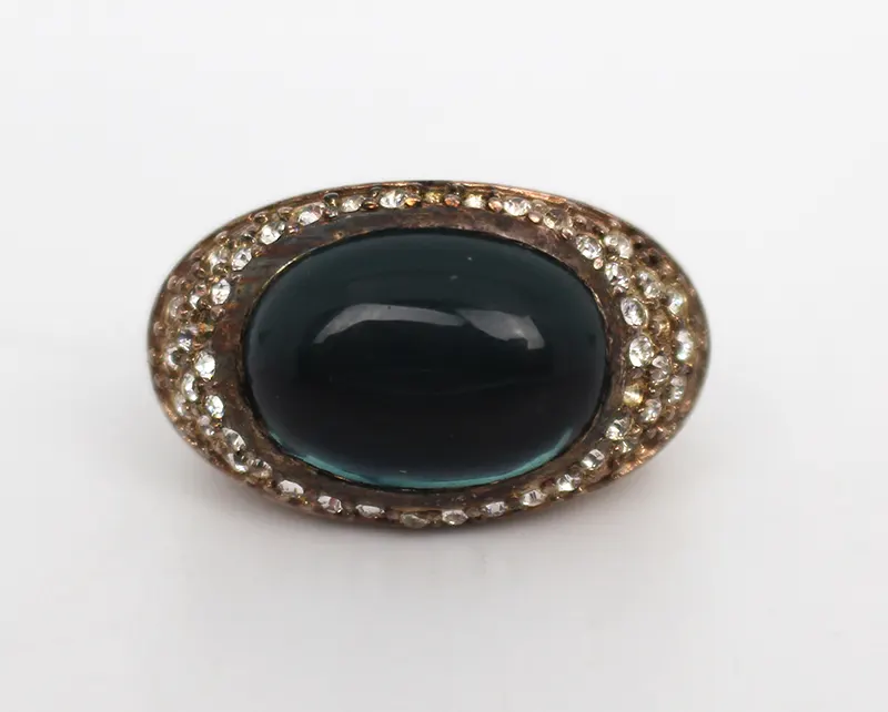 Large Green Stone Dress Ring by Monst 925