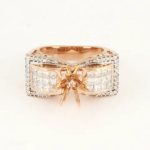 14 K / 585 Rose Gold Diamond Ring - Center stone unmounted
