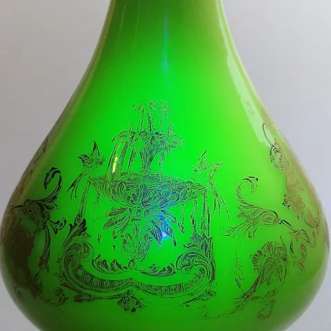 A 19th Century Baccarat Uranium Lamp Reservoir & Base