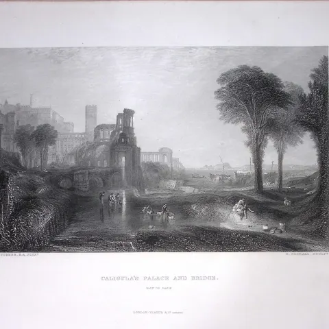 J.M.W Turner Caligula’s Palace Bay of Baize Antique Steel Engraving-31-TR