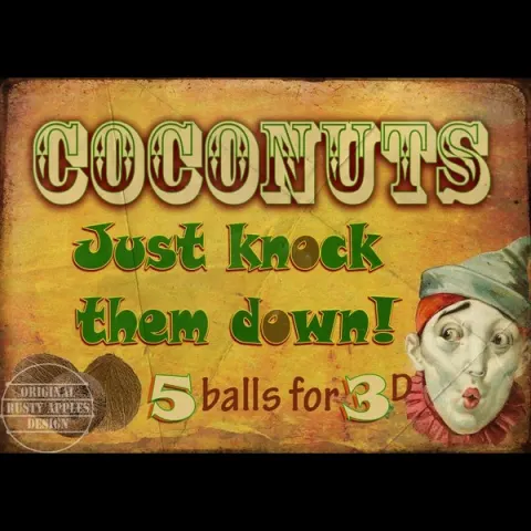 Coconut Shy Vintage  Fairground Stall Vintage Style Metal Wall Art