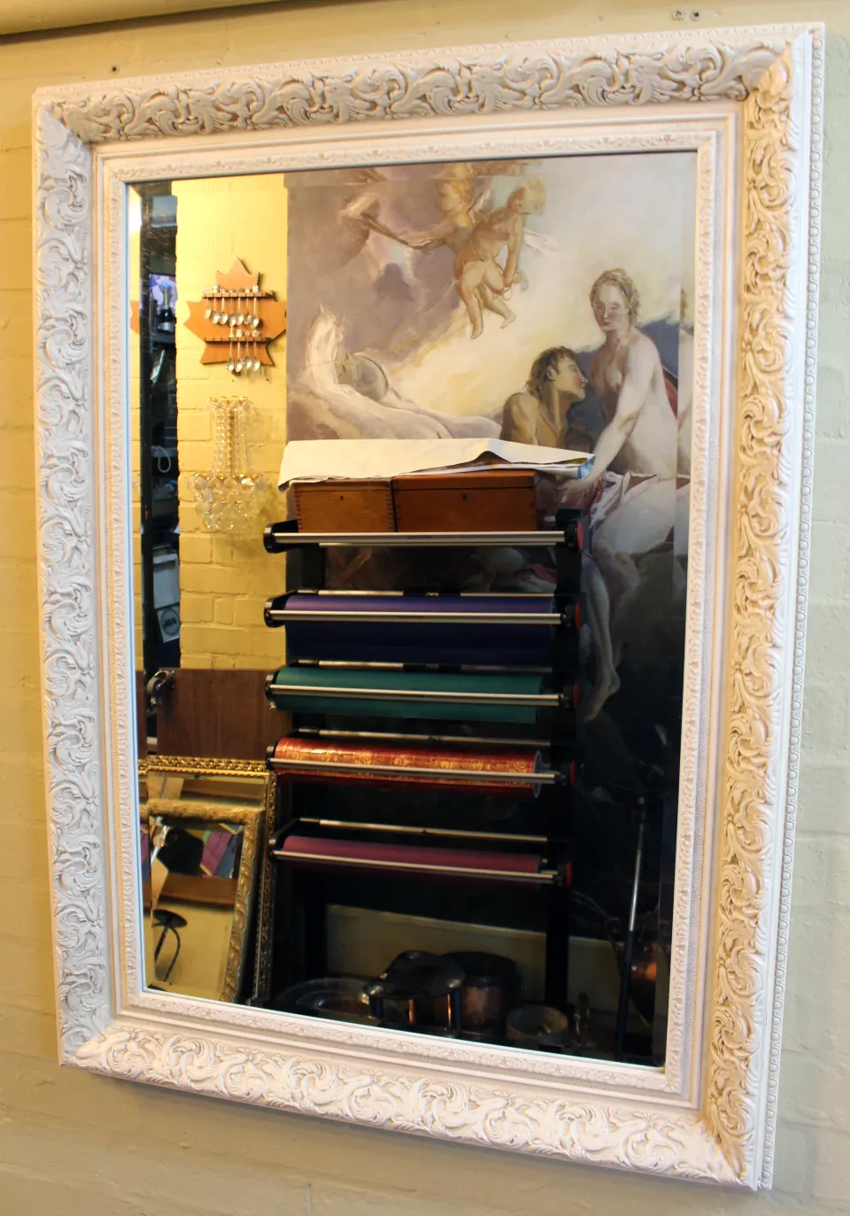 Decorative French Cream Bevelled Mirror 80 x 110 cm