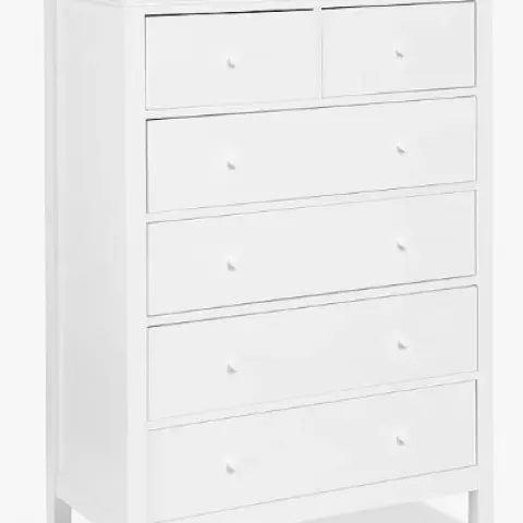 John Lewis ANYDAY
Wilton 6 Drawer Chest, White  - Grading Info -  . shelfs inside are broken  -  Sto