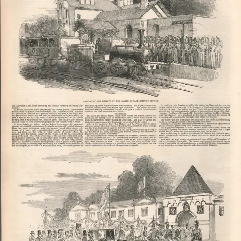 1850 Antique Newspaper  Queen Victoria at Castle Howard Railway Station.