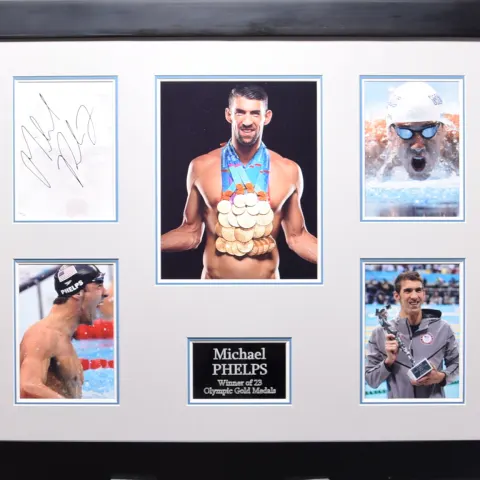 MICHAEL PHELPS framed original signature presentation.