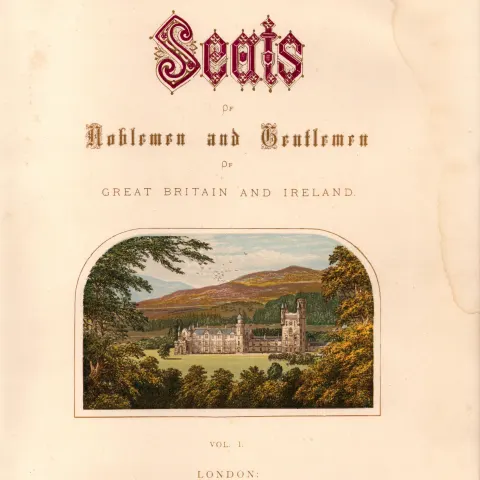 Balmoral Castle Scotland Gilt-Edge Coloured Antique c1866 Book Plate.
