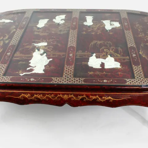 Large Vintage Chinese Red Lacquer Coffee Table