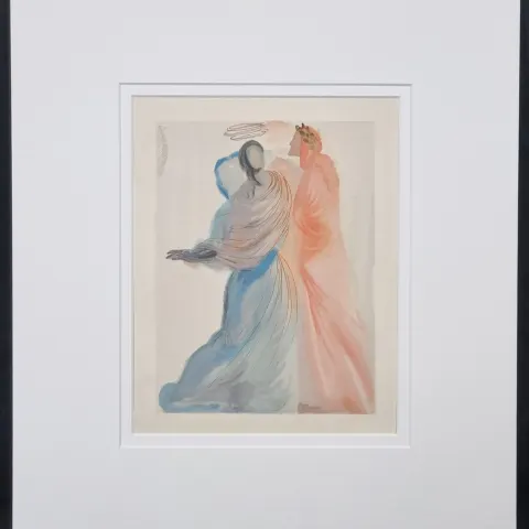 Salvador Dali “Beatrice's Splendour” Limited Edition Woodcut In Colours