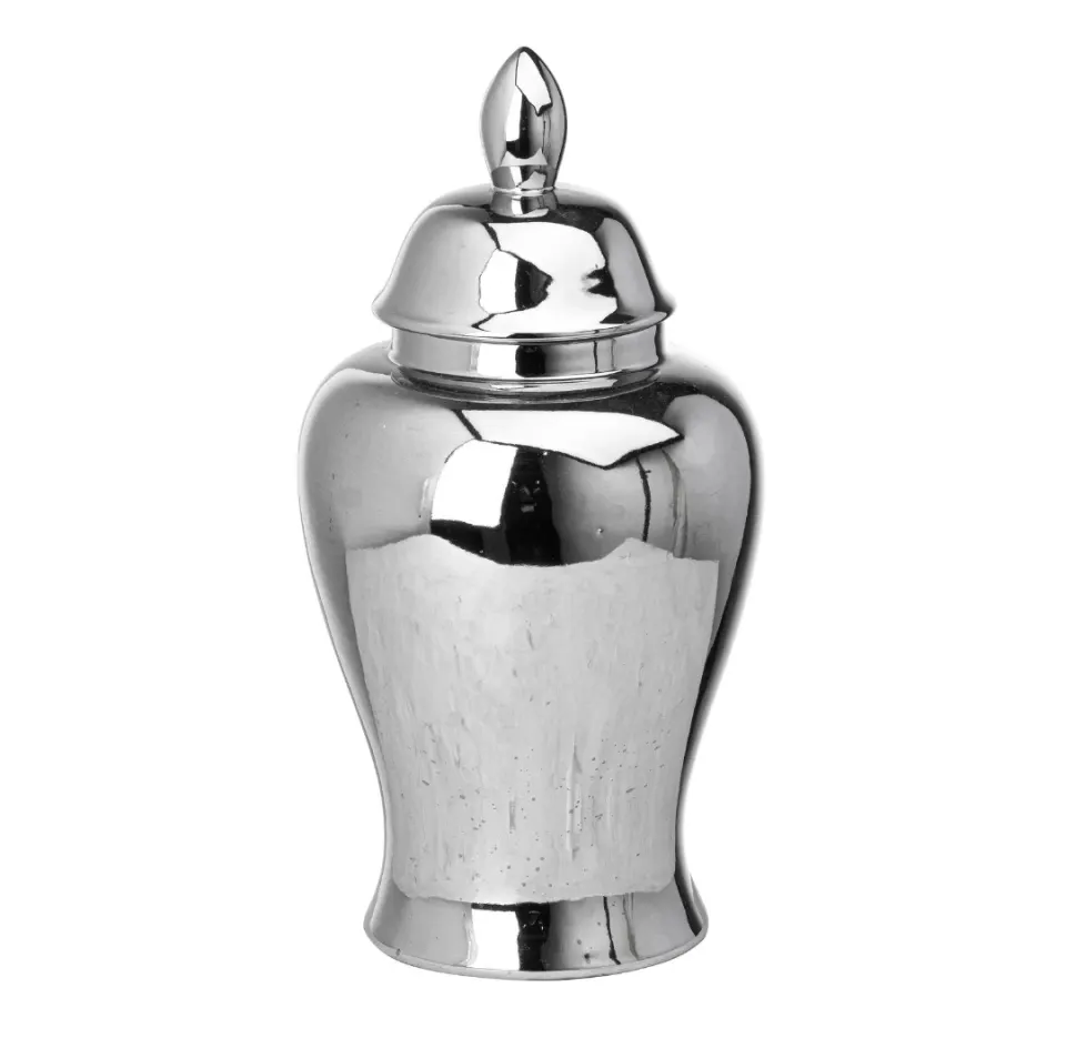 Large Chrome Ginger Jar