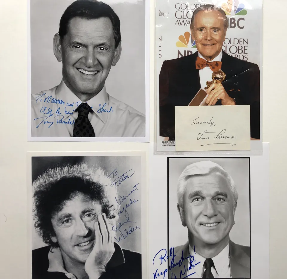 George Burns, Jack Lemmon, Gene Wilder, Leslie Neilson & Tony Randall signatures