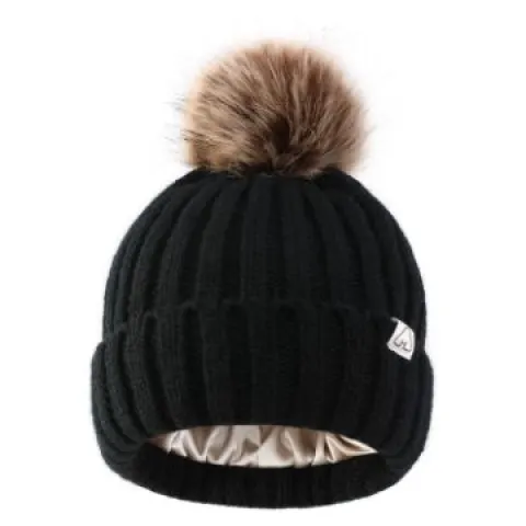 12 x Toddler Beanie Satin Lined Hats Lb5